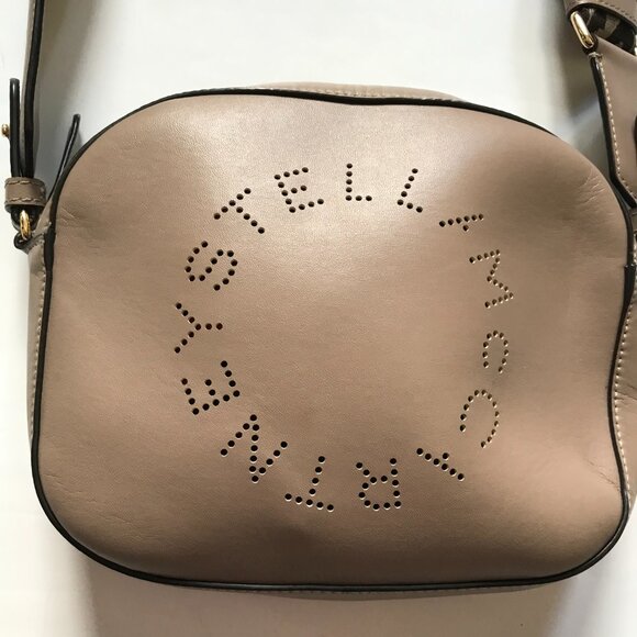 Stella McCartney Logo Camera Bag Crossbody Purse Womens Moss Taupe Vegan Leather - Picture 6 of 16